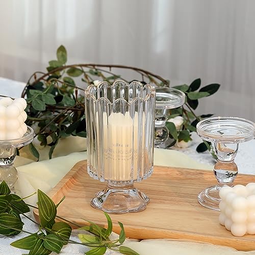 Clear Glass Vase, ViViTOP Embossed Crystal Glass Base Vases, 7\