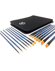 Art and Craft Supply: Heart Nuvos 15 Artist Paintbrush Set With Case - Assorted Nylon Brushes for Watercolor Painting, Acrylic Painting, and Oil Painting - Mixerbin LLC