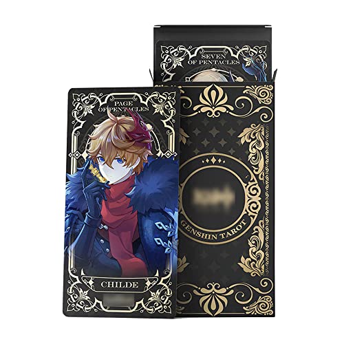 NISILA Black 56 Tarot Cards for Genshin Impact Characters Deck Fortune Telling Game (5.5