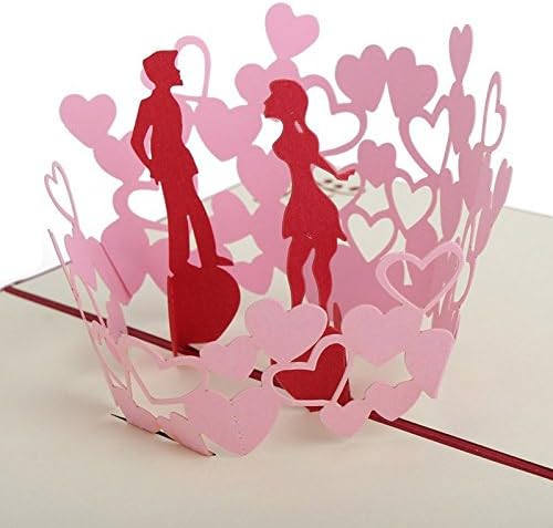 Valentine Day Gift 3D Pop Up Kissing Couple Handmade Greeting Cards to Wife Girlfriend for Birthday Romantic Anniversary Wedding(include envelope and sticker seal)