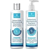 Roycederm Seborrheic Dermatitis & Psoriasis Shampoo and Conditioner Set - Effective Scalp Treatment for Folliculitis, Psoriasis, Dandruff, Dry Itchy Scalp - Soothing, Moisturizing Herbal Formula