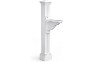 Mayne Manchester Single Arm Mail Post - White - 26in L x 9in W x 58in H - Manchester Post & Arm, Hardware Kit (5852-W)