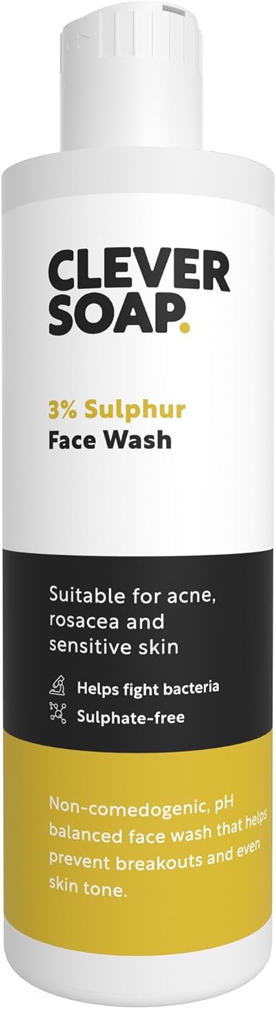 Clever Soap 3% Sulphur Face Wash Exfoliating Blemish Control Cleanser
