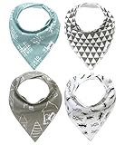 Baby Bandana Drool Bibs with Snaps, Organic Super Absorbent Cotton Drooling & Teething Bib Set of 4 by Matimati (Ants&Houses)