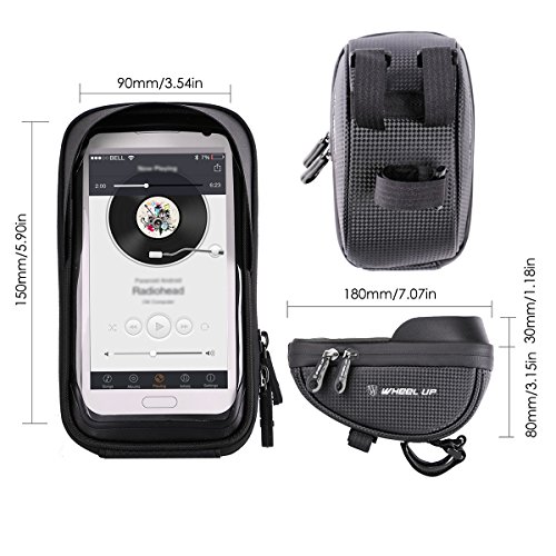 Bike Phone Mount Bag, Wallfire Bicycle Frame Bike Handlebar Bags with Waterproof Touch Screen Phone Case