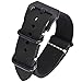 Carty 20mm Black Vintage Handmade Crazy Horse Leather Strap Zulu Replacement Watch Band Black Buckle