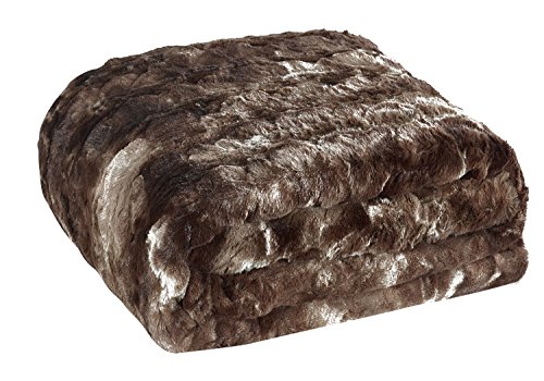 Brielle Faux Fur Oversized Throw, 50" by 70", Tundra Swan Dark Brown