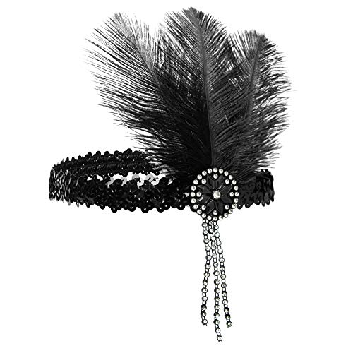 Xuhan 1920s Flapper Costume Accessories Set for Women Headband Necklace Gloves Cigarette Holder (Set-13)