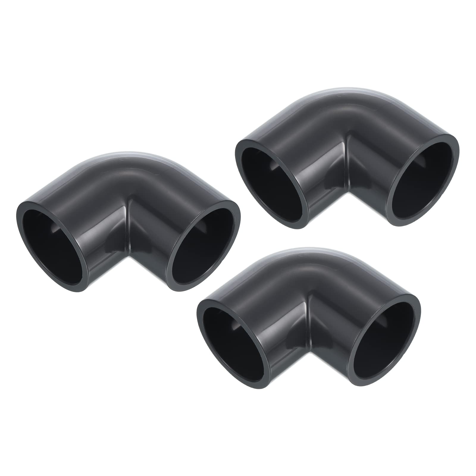 PATIKIL UPVC Pipe Fitting Elbow 32mm Socket, 3 Pack 90 Degree Adapter Connector, Gray