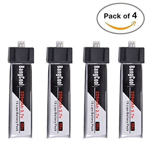 Upgrade Bangcool 4pcs 220mAh 1S 3.7V 50C Lipo Battery for Tiny Whoop Blade Inductrix Nano QX mCX2