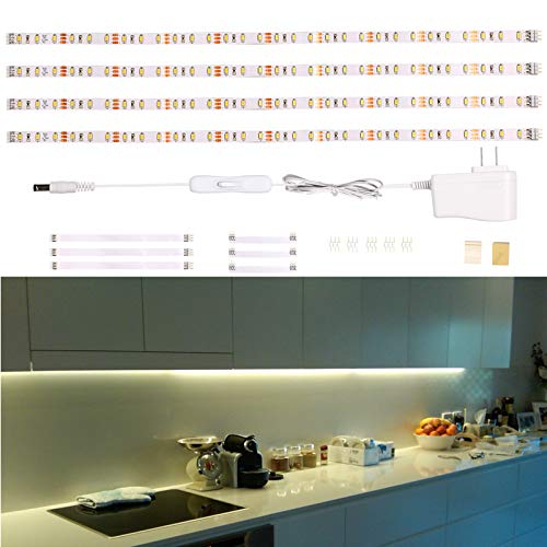 LED Under Cabinet Lighting, Under Counter Light Bar, LED Strip Lights for Kitchen, Desk, Showcase, Shelf, Workbench, Cupboard, Pantry, 1100LM, 2700K WarmWhite,6.6 Feet DIY Tape Light Kit