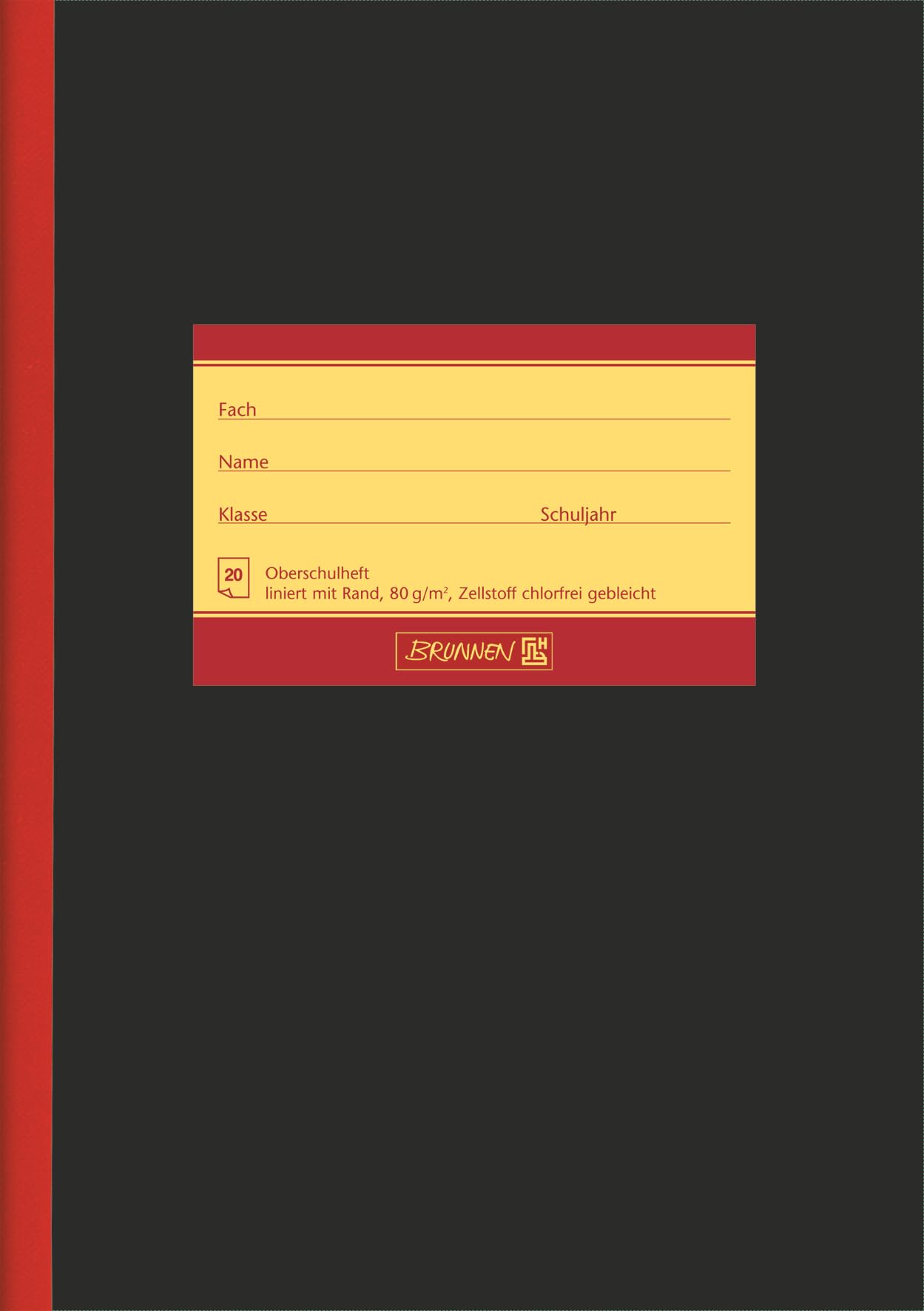 Brunnen 1045409 Secondary school notebook A5 (20 sheets, lined, with margin, ruler 9), 80 g/m²