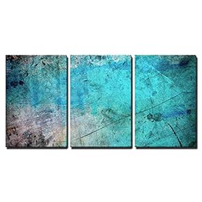 3 Piece Canvas Wall Art - Blue and Splatter Ink Watercolor Paint Background - Modern Home Art Stretched and Framed Ready to Hang - 16"x24"x3 Panels
