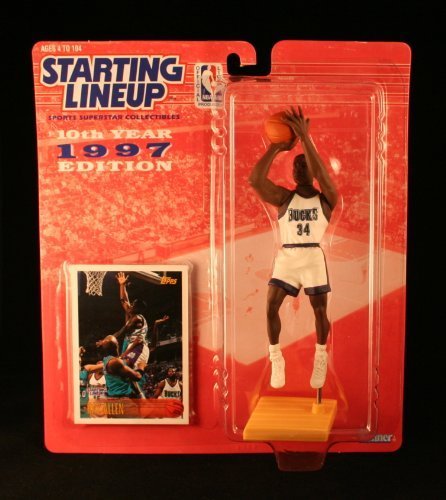 RAY ALLEN / MILWAUKEE BUCKS * 1997 * NBA Kenner Starting Lineup & Exclusive TOPPS Collector Trading Card
