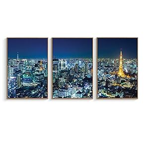 Framed Canvas Wall Art for Living Room, Bedroom Modern City View Canvas Prints for Home Decoration Ready to Hanging - 16"x24"x3 Panels