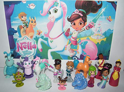 Toys & Play Nella The Princess Knight Deluxe Figure Set of 14 Toy Kit 12 Figures 2 Unicorn ToyRings Featuring Nella, Unicorn Trinket, Willow, 3 Dragons, Queen Mom More!