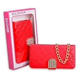 For iPhone 6s Case,IC ICLOVER PU Leather [Wallet Case] [Card Holders] with Bling Magnet Clasp & Kickstand & Chain Shoulder Strap For iPhone 6/6s 4.7 inch,Red
