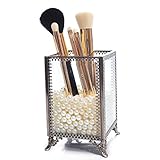 Large Mirror Glass Top Dresser Make Up Organizer Jewelry &Comestic Display, Stackable Cube 6 Drawers Set Dresser Storage for Vanity with Lid,Bathroom Accessories Brushes Container (Brushholder-small)