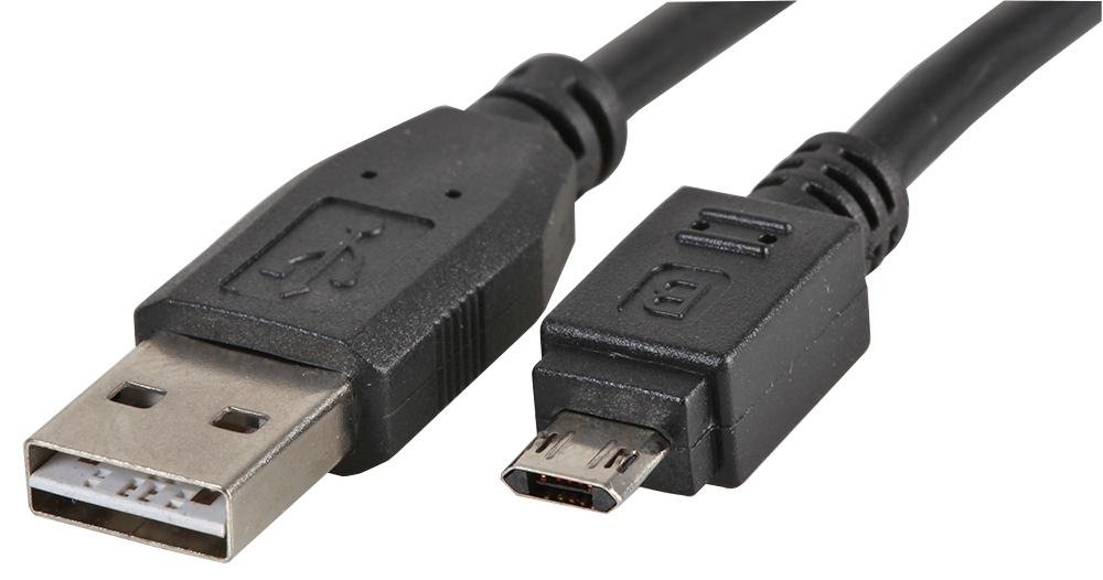 Pro Signal 2m Reversible USB 2.0 A to Micro B Cable, Dual Reversible Connectors, 480Mbps Data Transfer, Black - PSG91260