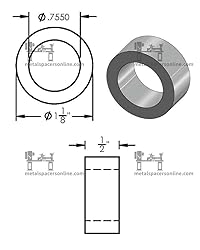 Aluminum Spacer 1-1/8" OD x 3/4" ID x Choose Your