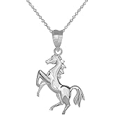 Animal Kingdom Exquisite 925 Sterling Silver Stallion Running Horse Pendant Necklace