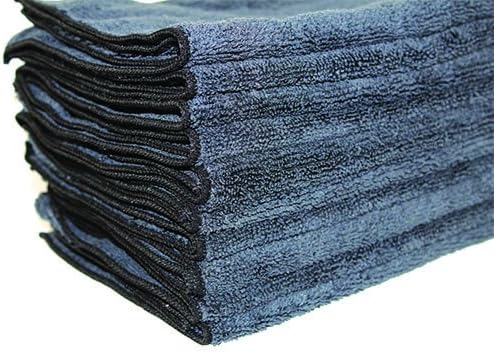 American Terry Mills MF16X16-48-BLK Premium Cleaning Cloth Set, Micro Fiber Towels, Scratch free/Lint Free, Highly Absorbent, 16" L, 300 GSM, Black, 48 Piece