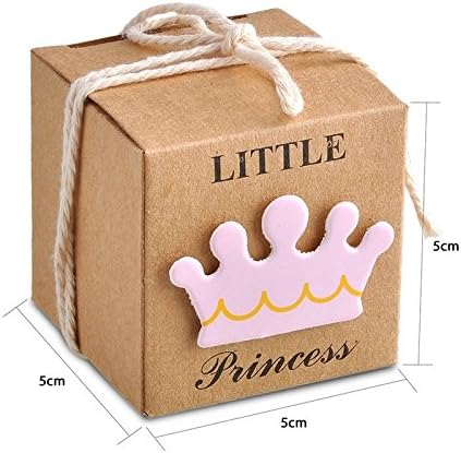 Boxwinds 50pcs Little Princess Baby Shower Kraft Favor Boxes with 50pcs Twine Bow,Gift Box Candy Boxes Baby Shower Decorations Wedding Favors and Gifts Box for Guests 222inch Party Supplies (Pink)