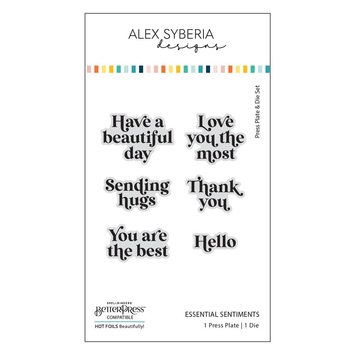 Alex Syberia Designs Essential Sentiments Press Plate & Die Set