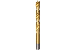 HARFINGTON Brad Point Drill Bit 12.5mm(31/64") Dia Straight Round Shank Drill Metric Brad Point Spiral Twist Drill Bits for Carpenter Woodworking Plastic Rubber, Golden