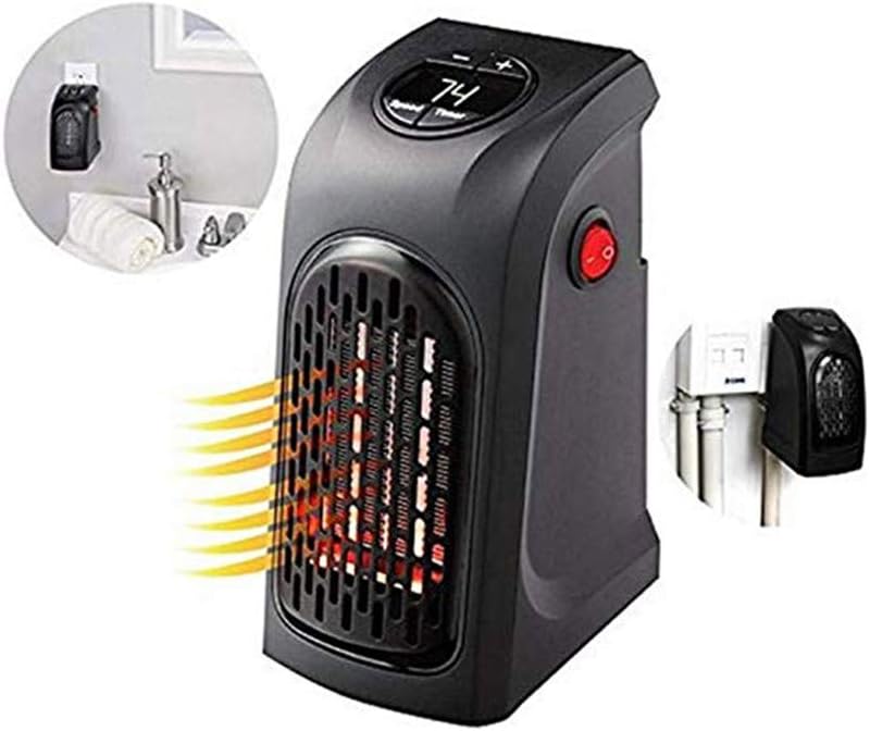 Portable Ceramic Space Heater Electric Wall Heater Plug-in Personal Space Warmer, Adjustable Thermostat, Digital Display Timer, Auto Shut Off, Remote Control, 400W, for Home Office