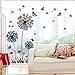 3Cworld Dandelion and Butterflies Self-Adhesive Wall Decals for DIY Mural Art Merry (Dandelion-Black)
