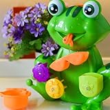 Green Frog Bath Tub fun Toy with 4 Stacking Cups for Toddlers and Kids