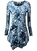 DJT Women's Ruffle Short Sleeve Lace V Neck Chiffon Tops T-Shirt Blouses Blue. M