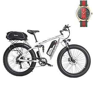 Extrbici Electric Mountain Bike 26inch Fat Tire 7 Speeds Beach Cruiser Mens Sports Ebike Full Suspension Lithium Battery…