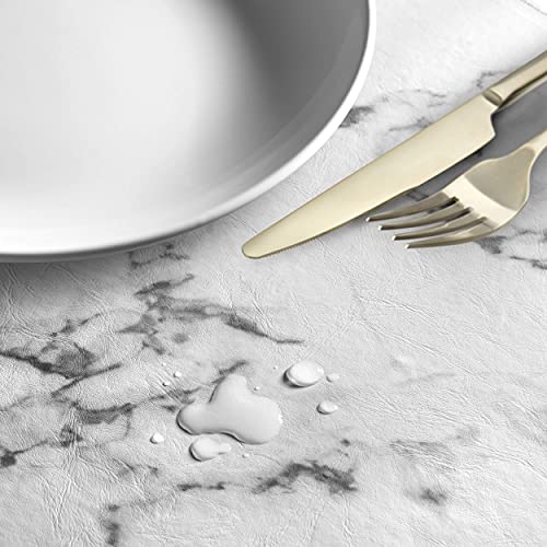 Modern Hexagon Faux Leather Placemats with Coasters (Set of 4) Heat