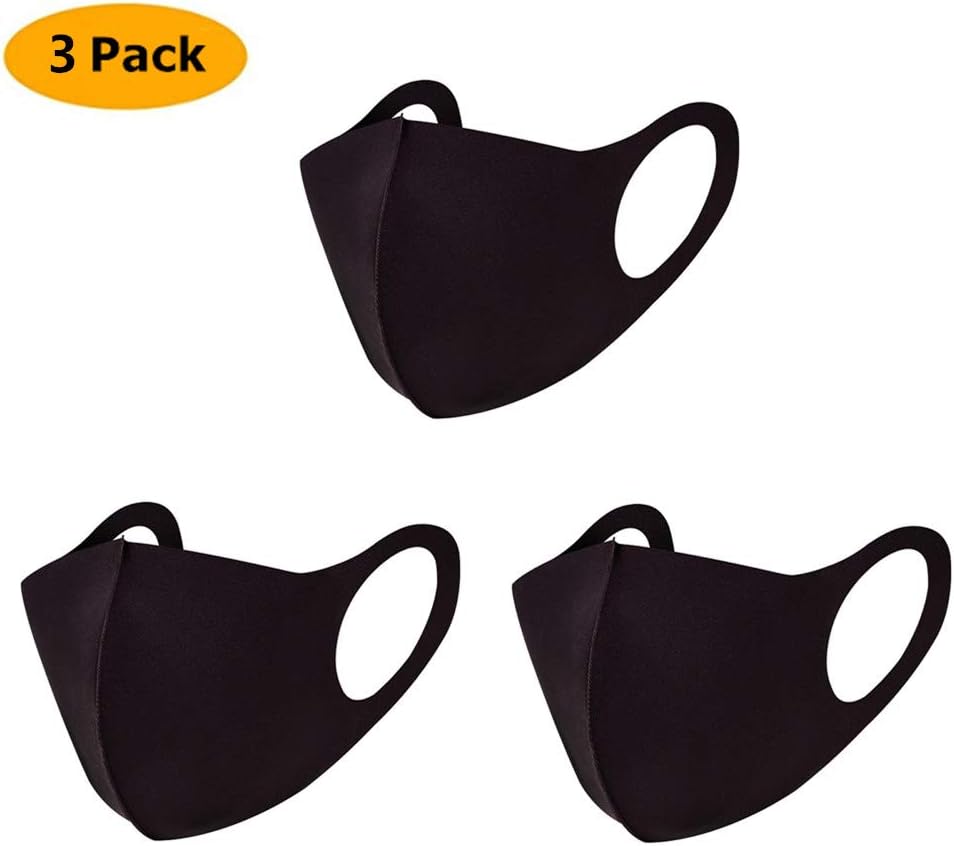 HCTian Unisex Dust Mask Space Cotton - Washable & Reusable - Protection from Dust, Pollen, Pet Dander, Other Air Pollution - Earloop face mask (5 Pack) (Adult, black)