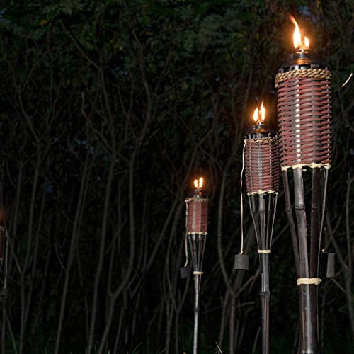 Backyadda Bamboo Tiki Torches for Outside with ExtraLarge (16oz) Metal