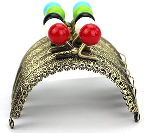 Kissdiy 5PCS Dia. 3.3 inch Retro Metal Frame Purse Coin Bag Kiss Clasp Lock DIY Craft Assorted round ball Bead