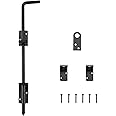 HOME MASTER HARDWARE 18" Cane Bolt, Heavy Duty Gate Drop Rod, Cane Bolts for Gates, Fence Gate Hardware, Metal Gates Doors Stopper for Gate Ground, Black