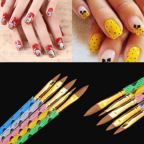 SCASTOE 1Set Acrylic Nail Art Brushes UV Gel Carving Liquid Powder DIY Pen No.4/6/8/10/12