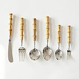 304 Stainless Steel Tableware Set Natural Bamboo