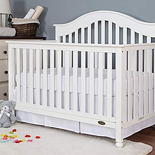Cotton Metrics Linen 800TC 100% Pure Cotton Tailored Crib Bed Skirt Pleated 14 Inches Long for Baby Girls and Boys (Color - White) - Thumbnail 2