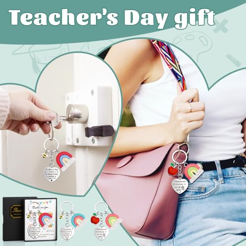 iZoeL Thank You Teacher Gifts for Women Men Best Teacher Gifts Thank You Cards Keyring Gift For Teacher End Of The Year - Graduation Gifts for Nursery Assistant Head Teacher Pre School Teacher