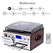 JORLAI Vinyl Record Player 8 in 1 3 Speed Bluetooth Vintage Turntable CD Cassette Player AM/FM Radio USB Recorder Aux-in RCA Line-Outthumb 1