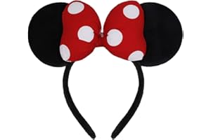 WOVOWOVO 3D Mouse Ears Headbands for Women Red Bow Hairbands Headband Birthdays Headband for Girls Party Decorations
