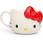 Silver Buffalo Hello Kitty Face Ceramic 3D Sculpted Mug, 22-Ounces