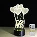 Night Lights for Kids with Remote Controller LED Touch 7 Colors Changing Table Desk Lamp Optical Illusion Light Valentine's Day lights Acrylic Lamp for Room Decorative Kids Lamp Heart Lights