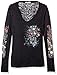 Hot Leathers Skull Bouquet Ladies Burnout Long Sleeve Biker Tee (Black, Medium)