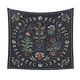 LINICE Plant Tapestry, Nature Moon Phase Tapestry