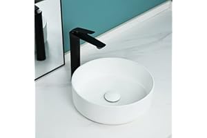 Davivy 14'' Round Vessel Sink with Pop Up Drain,Bathroom Vessel Sinks,Bathroom Sinks Above Counter,Ceramic Vessel Sink,Round 